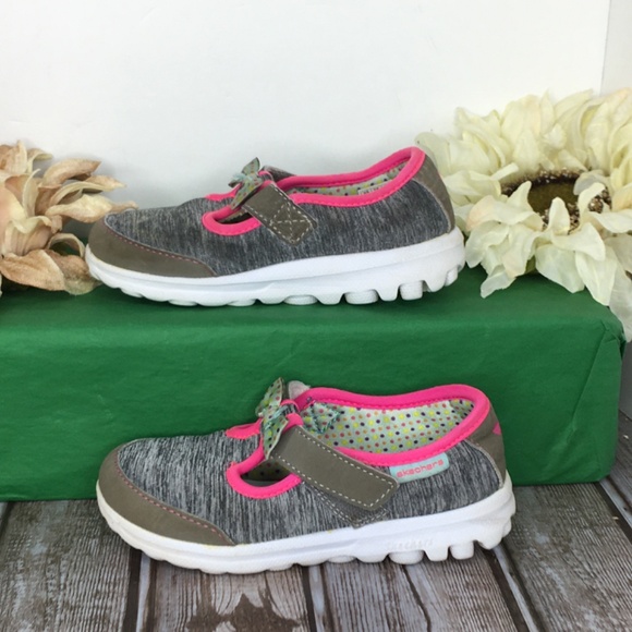 Skechers Kids Go Walk Bitty Bow memory foam Sneaker, Toddler 9, Gray/Pink - Picture 6 of 10